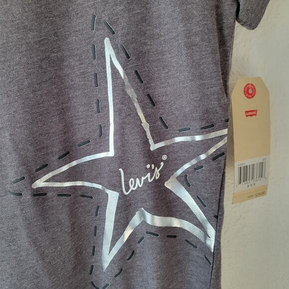 Levi's Girl's Charcoal Gray Western Fringe Star Theme Top Size Medium NWT Rodeo - Picture 2 of 8